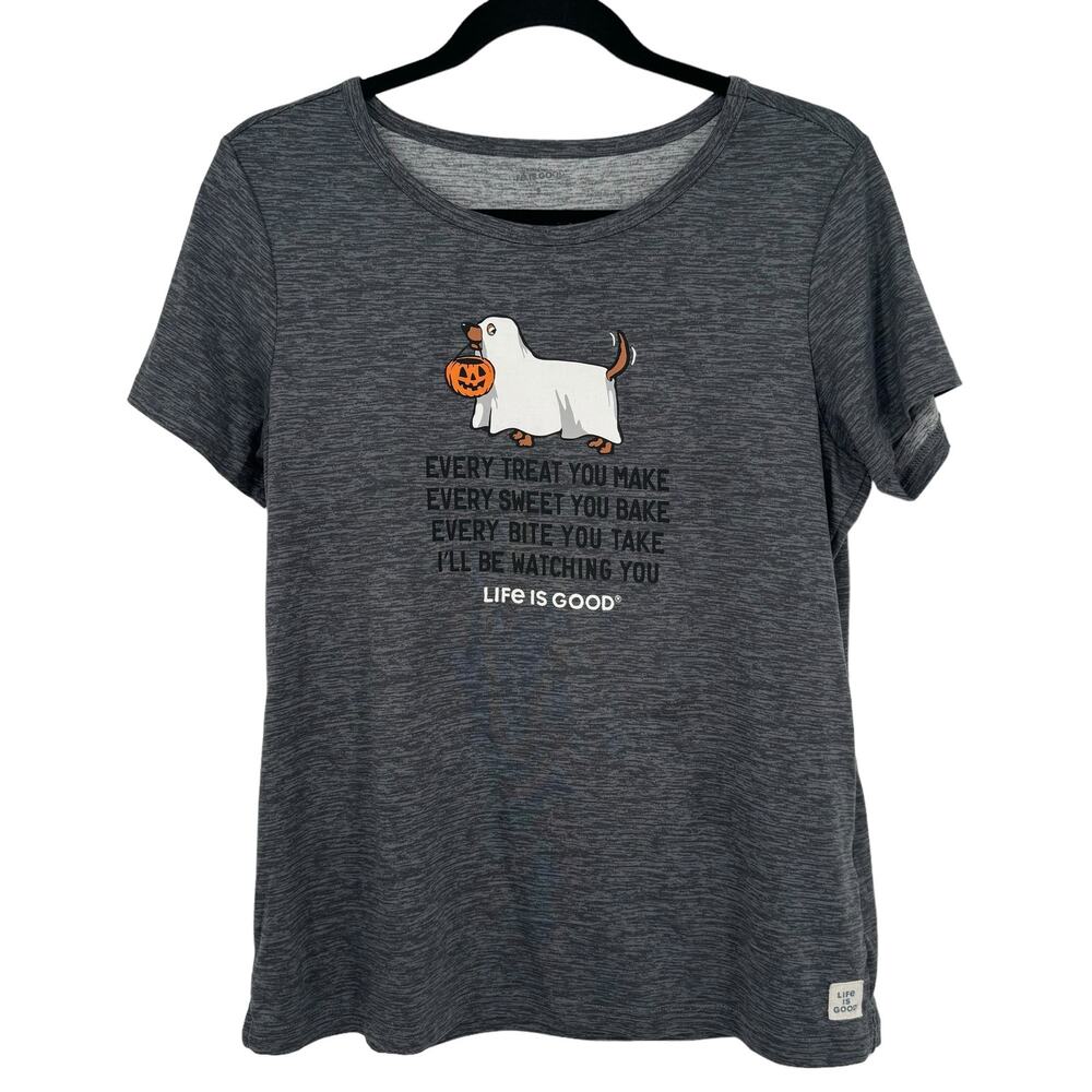 Life Is Good Halloween Dog Ghost Crusher Tee S I'll Be Spooking Boo T Shirt